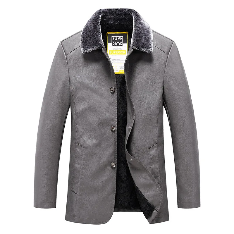 Spring Autumn Soft Good Quality Leather Jacket Brand Men Leather Jackets Winter Warm Fur Lined Overcoat Man Coat MY257