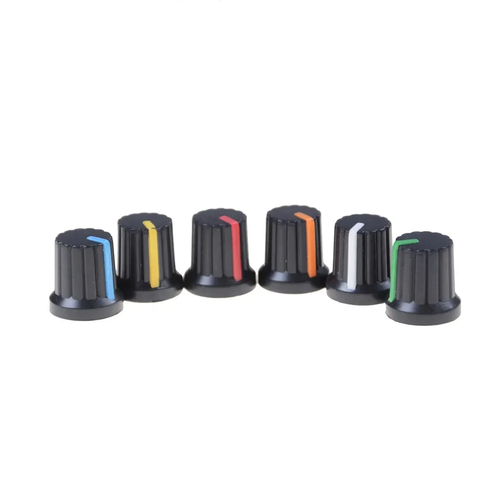 30pcs/lot WH148 potentiometer knob 15X17mm 6mm plastic cover 6 colors audio knob potentiometer control volume knob