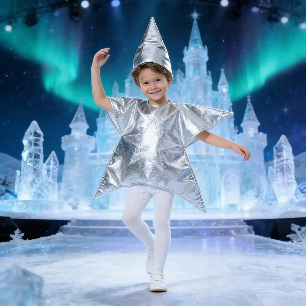 

Silver/Gold Nativity Star Costume For Kids Christmas Scene Cosplay Outfits Star Shaped Outfit For Sunday School Church Supply