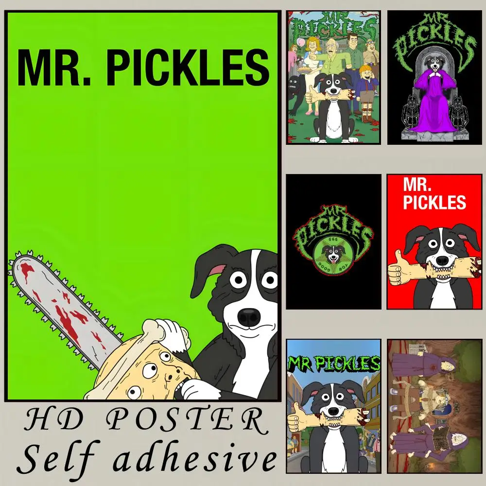 Funny anime Mr. Pickles Poster Room Wall Art Decor Waterproof Stickers For Home Bar Bedroom Decoration