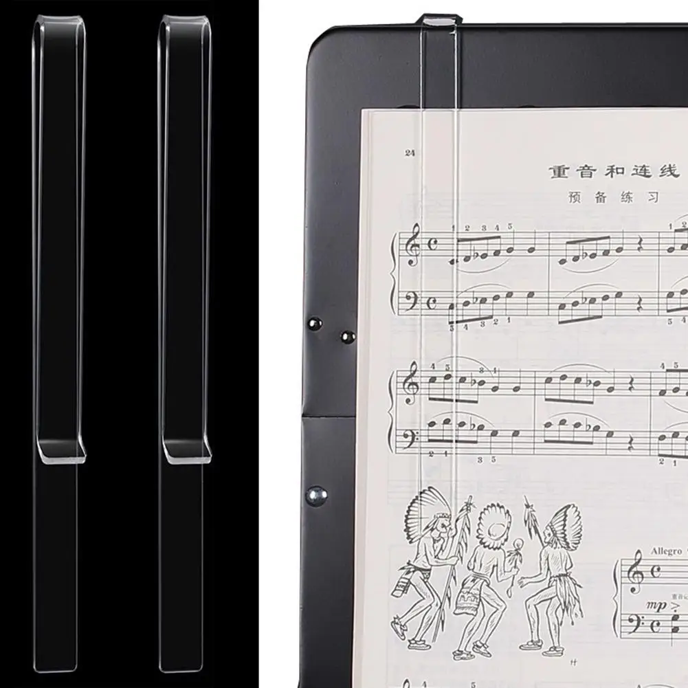 1 Pair Music Sheet Clip Marching Band Music Stand Clips Clear Acrylic Book Page Holder Clips for Reading Music Performance