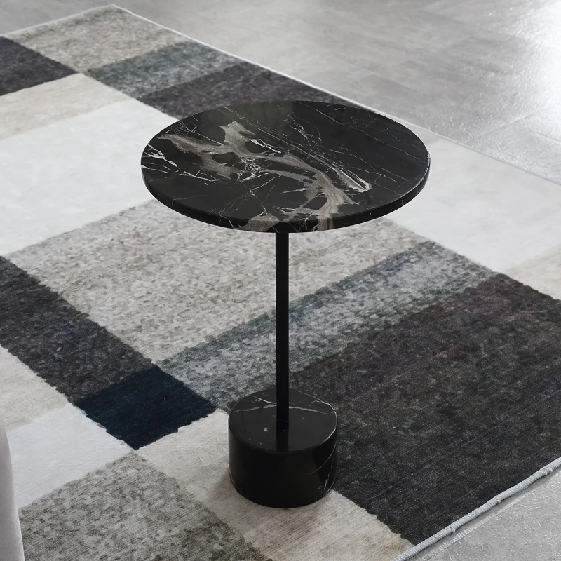 ！@Black Fancy Marble Modern Italian Style Bed Coffee Shop Round Side Table