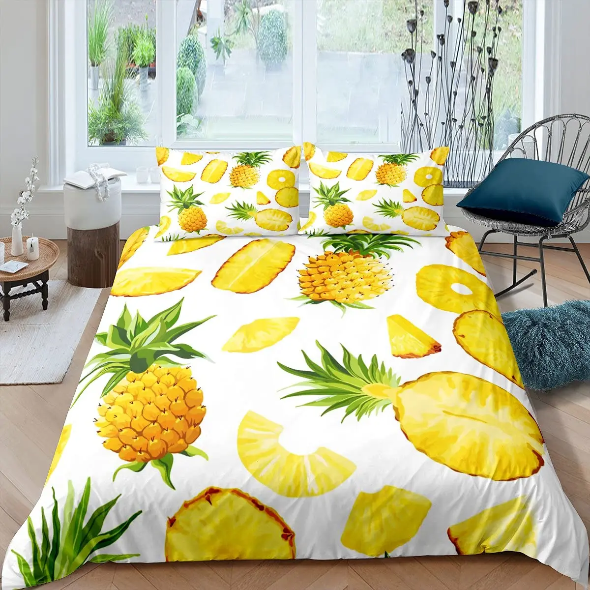 Tropical Bananas Duvet Cover Set Cute Banana Pop Art Decor Bedding Set for Boys Girls Fruit Summer Graphic Comforter Cover Set