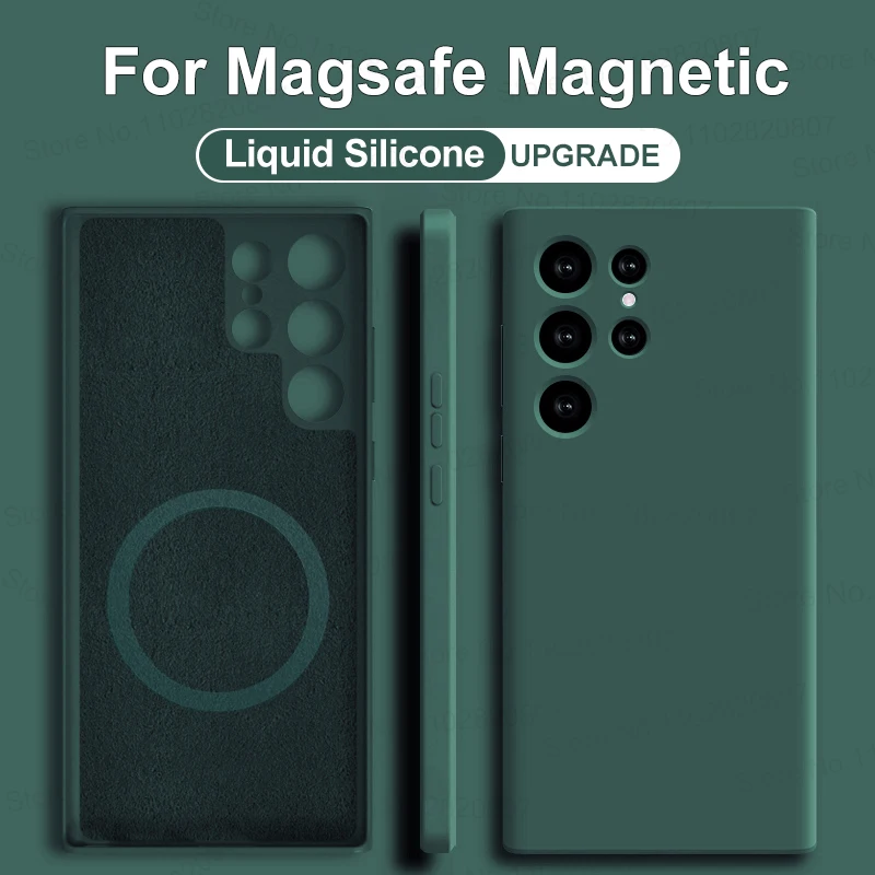 

For Magsafe Magnetic Case For Samsung Galaxy S22 S23 S24 Ultra S21 FE Wireless Charging Cases Liquid silicone Cover Accessories