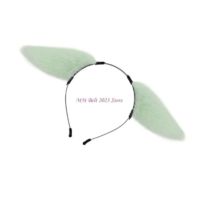 49me 플러시 동물 귀 헤드 기어 편안한 역할 연주 헤어 밴드 안티 스티드 헤어 후프