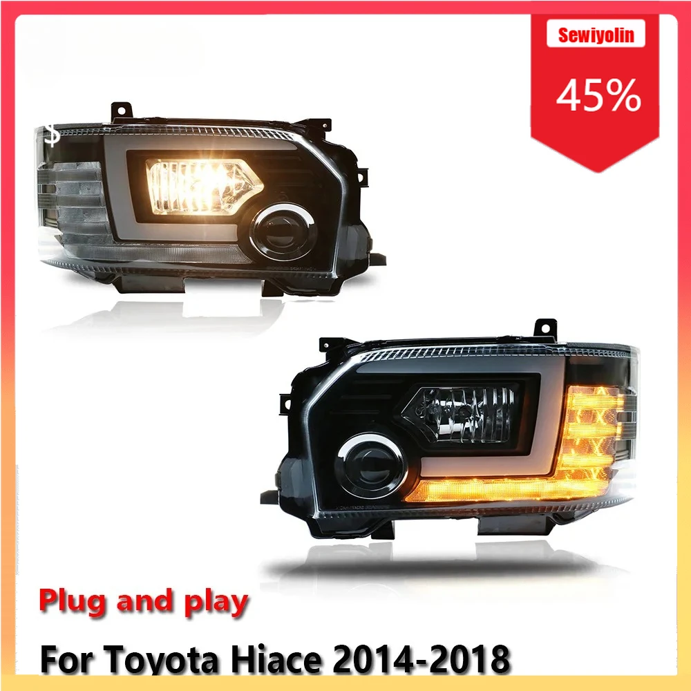 

Car LED Headlight Automobile Parts For Toyota Hiace 2014-2018 Fog DRL Brake Turn Signal Lamp Plug and Play