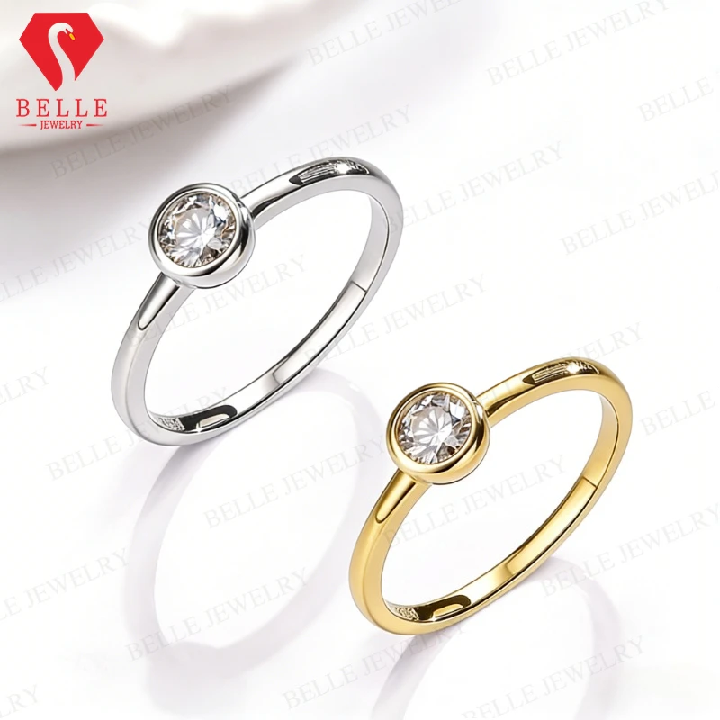 

Кольцо с муассанитом 5 мм, круглая огранка, цвет D, для женщин, из белого/желтого золота, кольцо-«пузырь» для подарка женщине на каждый день, свадьбу, вечеринку, день рождения