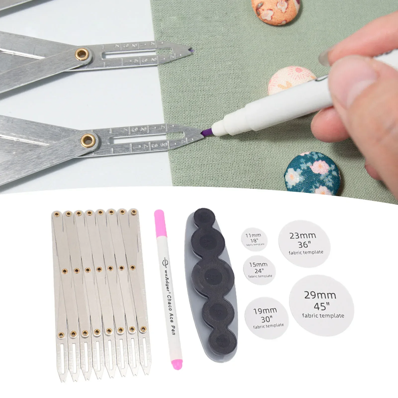 Expanding Sewing Gauge Aluminum 8 Heads Button Guide Equal Space Divider Sewing Tool For Buttons Pleats Crafts Sewing Gauge