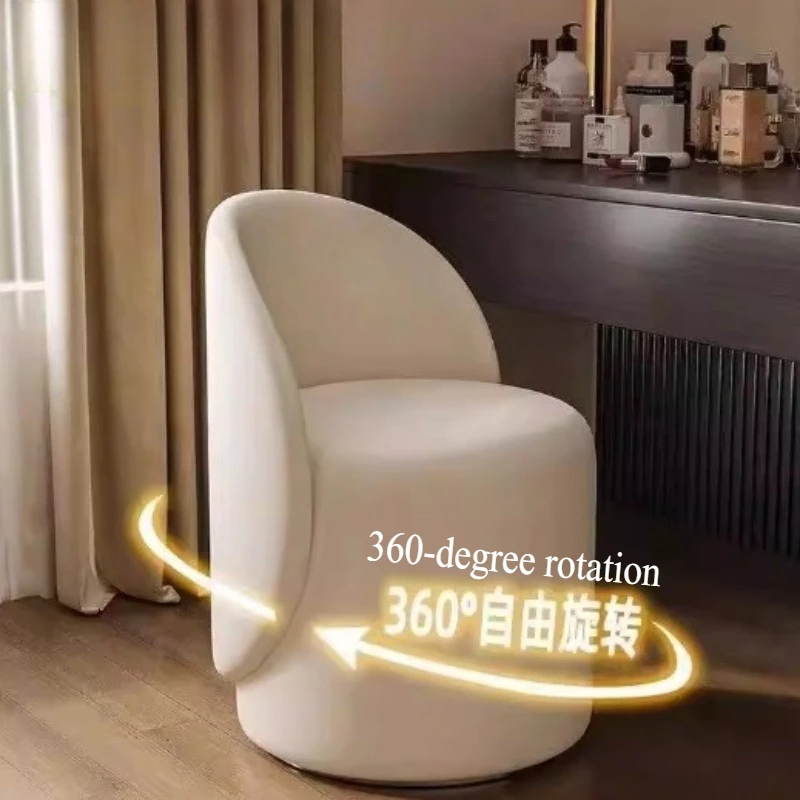 

Bedroom dressing stool luxury makeup chair household cream style girls bedroom dresser high backrest chair manicure round stool