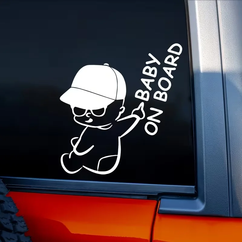 2D Flat, Funny Baby on Board Car Sticker - Cute & Vinyl Decal with 