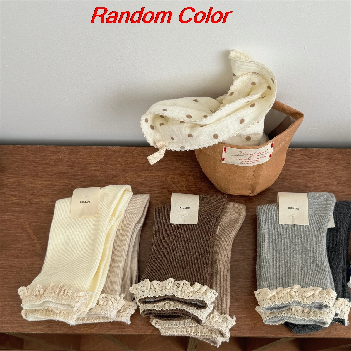 5 Pairs Women's Socks Set Solid Color Simple Sweet Lace Korean For Girl Fashionable Versatile Middle Tube Socks JK Lolita Socks