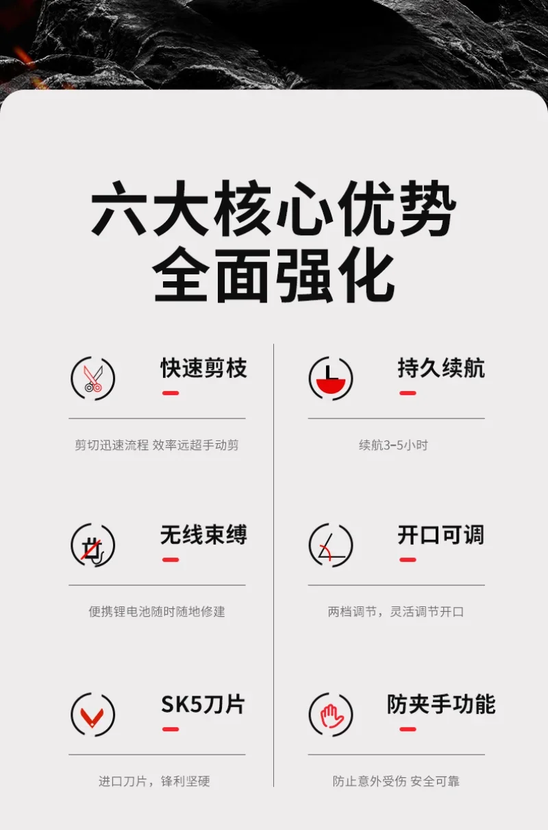 Großer Durchmesser 45 mm, neue kabellose Wiederaufladbare Schere für Gemüse und Obst, Fabrik, bürstenlose Digitalanzeige, Zweiglithi