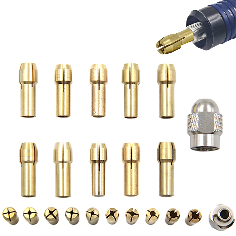 

1Set Mini Brass Drill Chucks Collet Bits 0.5-3.2mm 4.3mm Shank Screw Nut Replacement For Rotary Tool Accessories