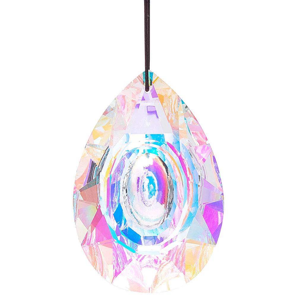 

1Pc Glass Pendant Decorations Wall Hanging Ornaments Teardrop Clear AB 87x62x24mm
