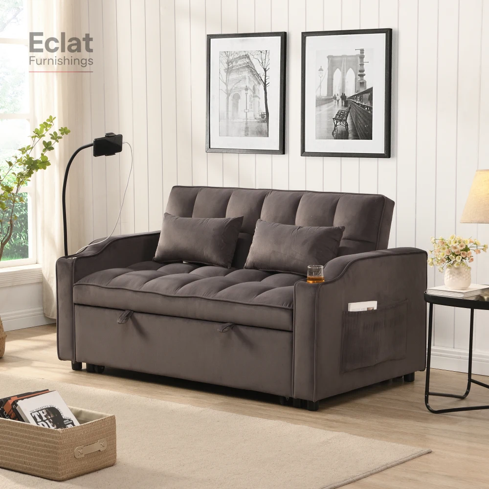 Sofá cama con nido gris carbón, conjunto de sofás, muebles de salón, muebles de salón, sofá, muebles de la sala,
