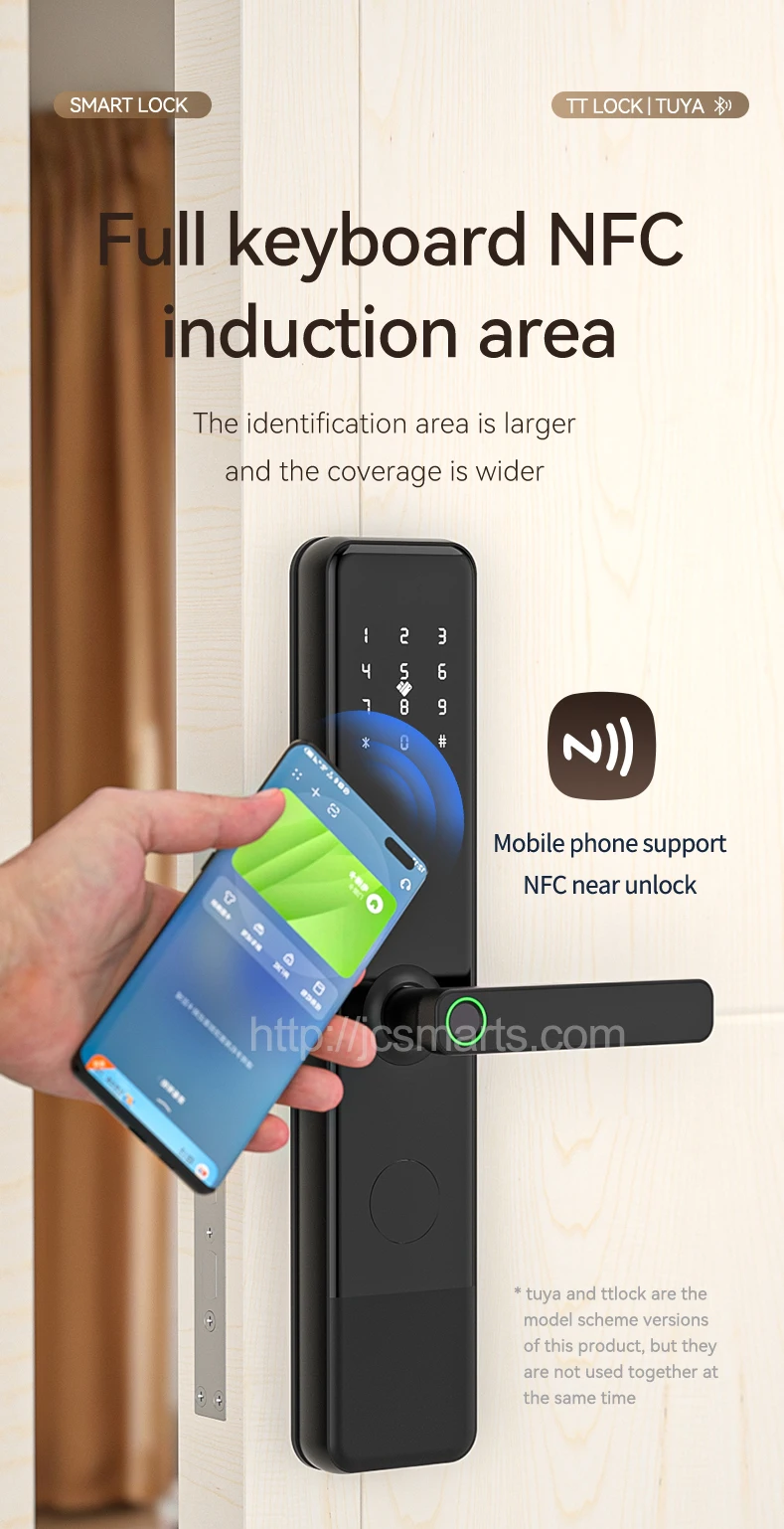 Neuankömmling Wifi Remote Ttlock App Keyless Security NFC-Karte Finger abdruck Passwort Digital Smart Locks mit 8 stücke Batterien betrieben – Detail 8