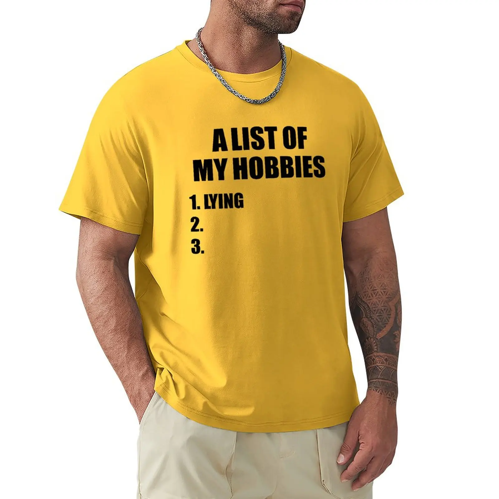 a list of my hobbies lying T-Shirt korean fashion kawaii clothes Short sleeve tee boys animal print Men's t-shirts