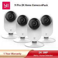 YI 4pc 2K Home Pro Camera 3MP Wi-Fi IP Security Surveillance Smart System with Night Vision Baby Monitor on iOS, Android