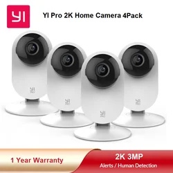 YI 4pc 2K Home Pro Camera 3MP Wi-Fi IP Security Surveillance Smart System z noktowizorem Baby Monitor na iOS, Android