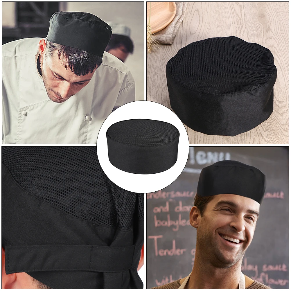 2 stuks duurzame hoeden doek ademend werkhoofddeksel verstelbaar verstelbaar hoofddeksel voor chef-koks bakkers catering scholen zwart