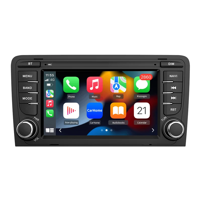 Junsun 7" Wireless CarPlay Android Auto Autoradio für Audi A3 8P S3 2003 2004 2005-2012 GPS Stereo Multimedia WiFi 4G 8core RDS