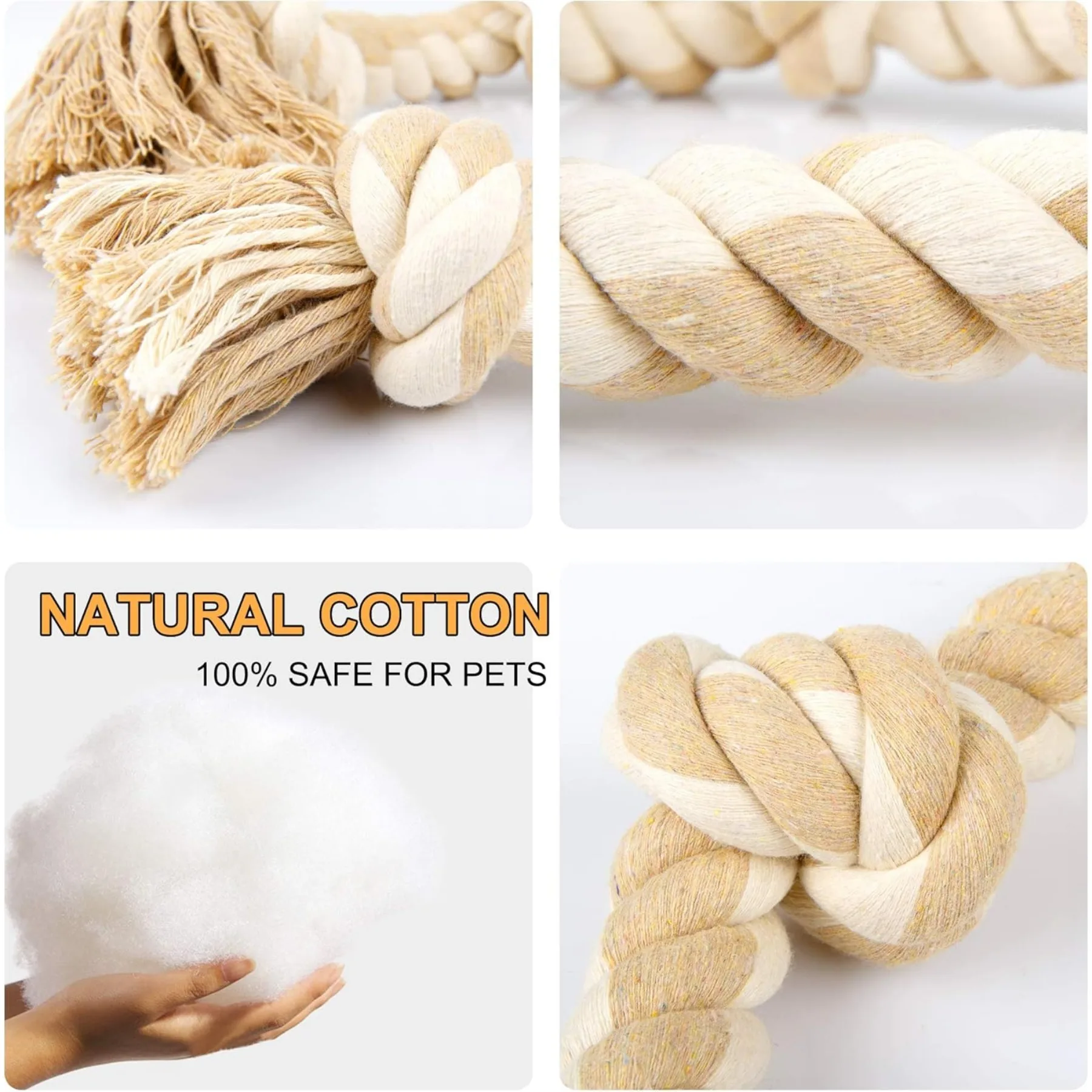 Игрушки из веревки для собак для больших/средних агрессивных пробок, жевательная игрушка из прочного хлопка, 3 фута, 5 узлов, неразрушимые