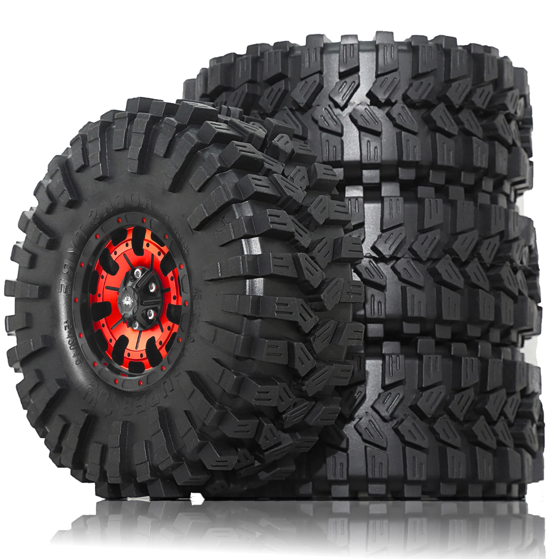 1.9 Beadlock Wheels and Tires Set 120mm Soft Sticky Mud slingers for 1/10 Crawler Traxxas TRX4 Axial SCX10 ﻿