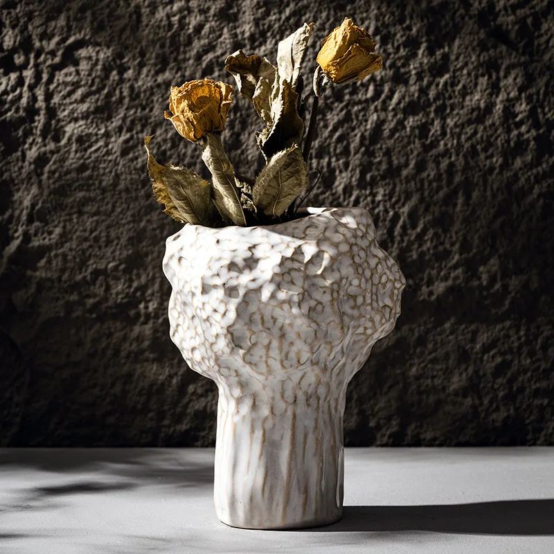 Nordic Ceramic Vase Pampas Grass Dried Flower Home Decoration Accessories Living Room Table Bookcase Porch Decor Bedroom