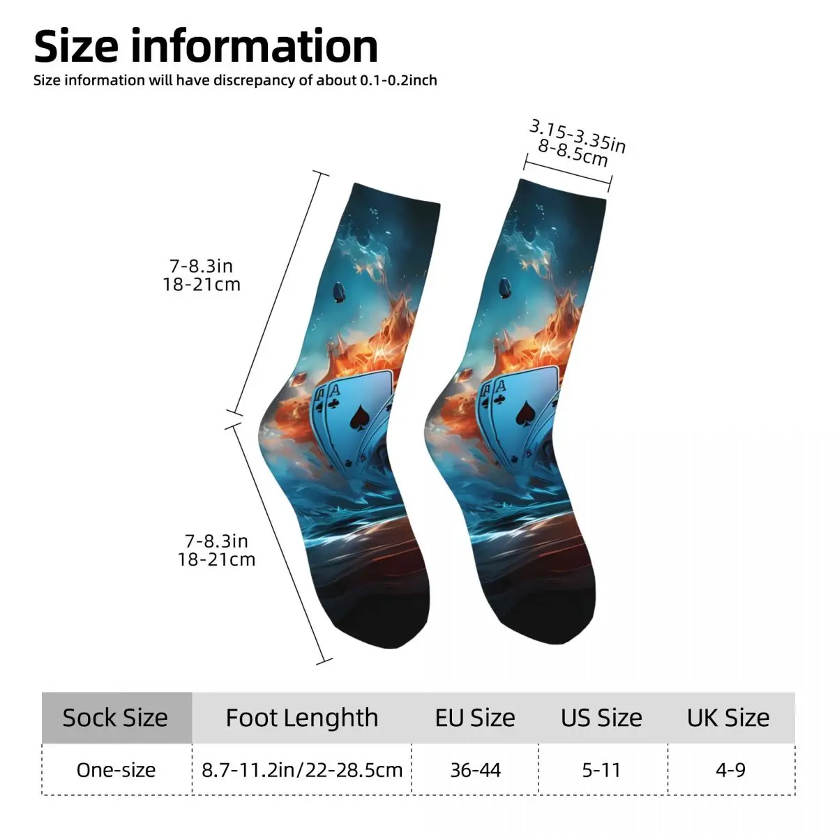 Dice Poker Sock Printed Man Polyester