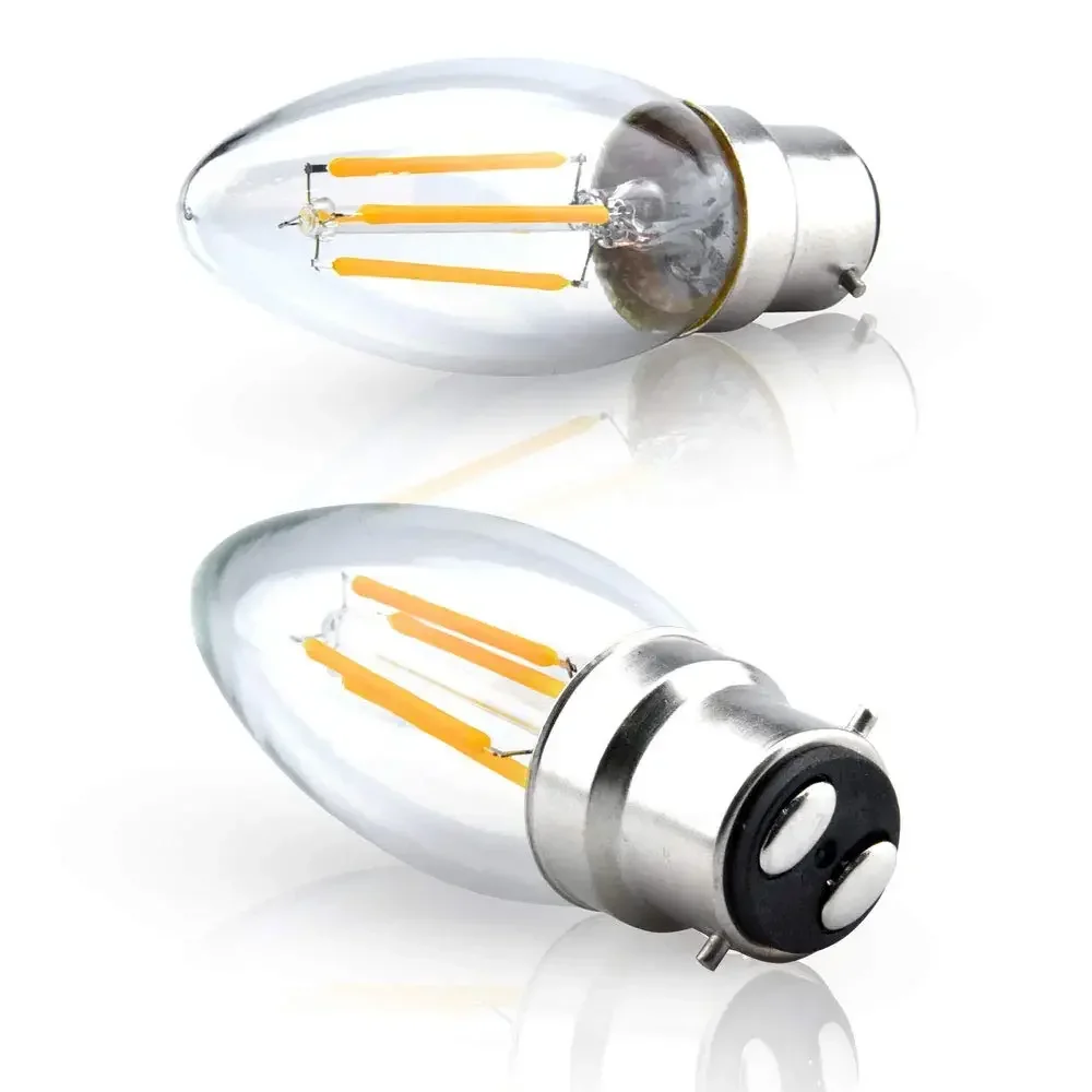 

Melery B22 Candle Filament LED Light Bulb 4W Equal 40W C35 Bayonet Incandescent 2700K Warm White 6500K Cold White Edison Bulbs