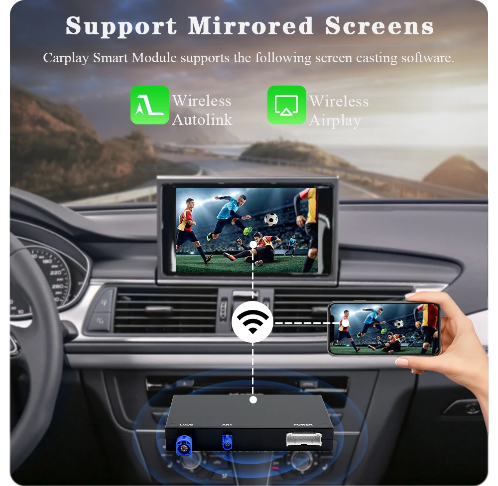 AUTOTOP Drahtlose Carplay Android Auto Für Audi A6 C6 A7 HN HNR BNav HNav RMC MHI2 2012-2018 MirrorLink Airplay Rückfahrkamera – Detail 7