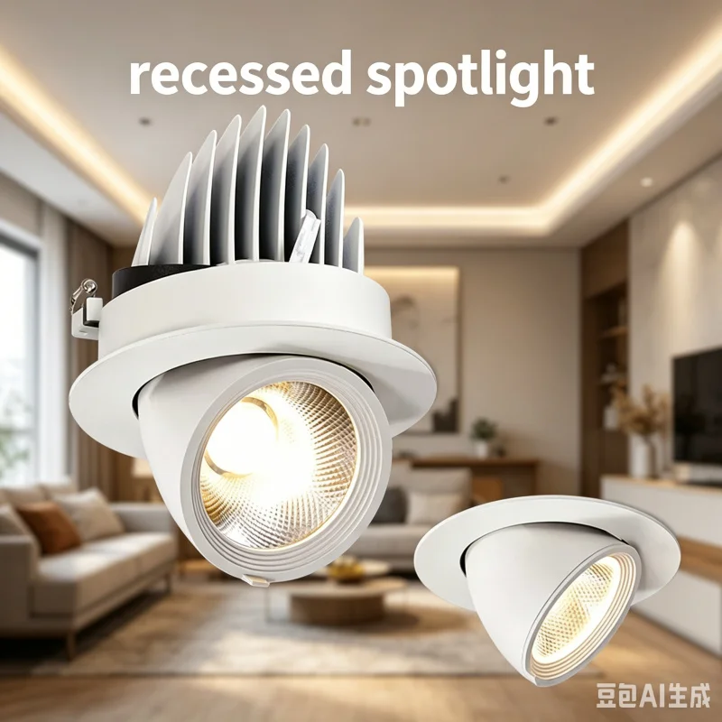 Angle Adjustable Recessed COB LED Spotlight Free Swivel Super Bright Ceiling Down Lamp Household Commercial Display Light