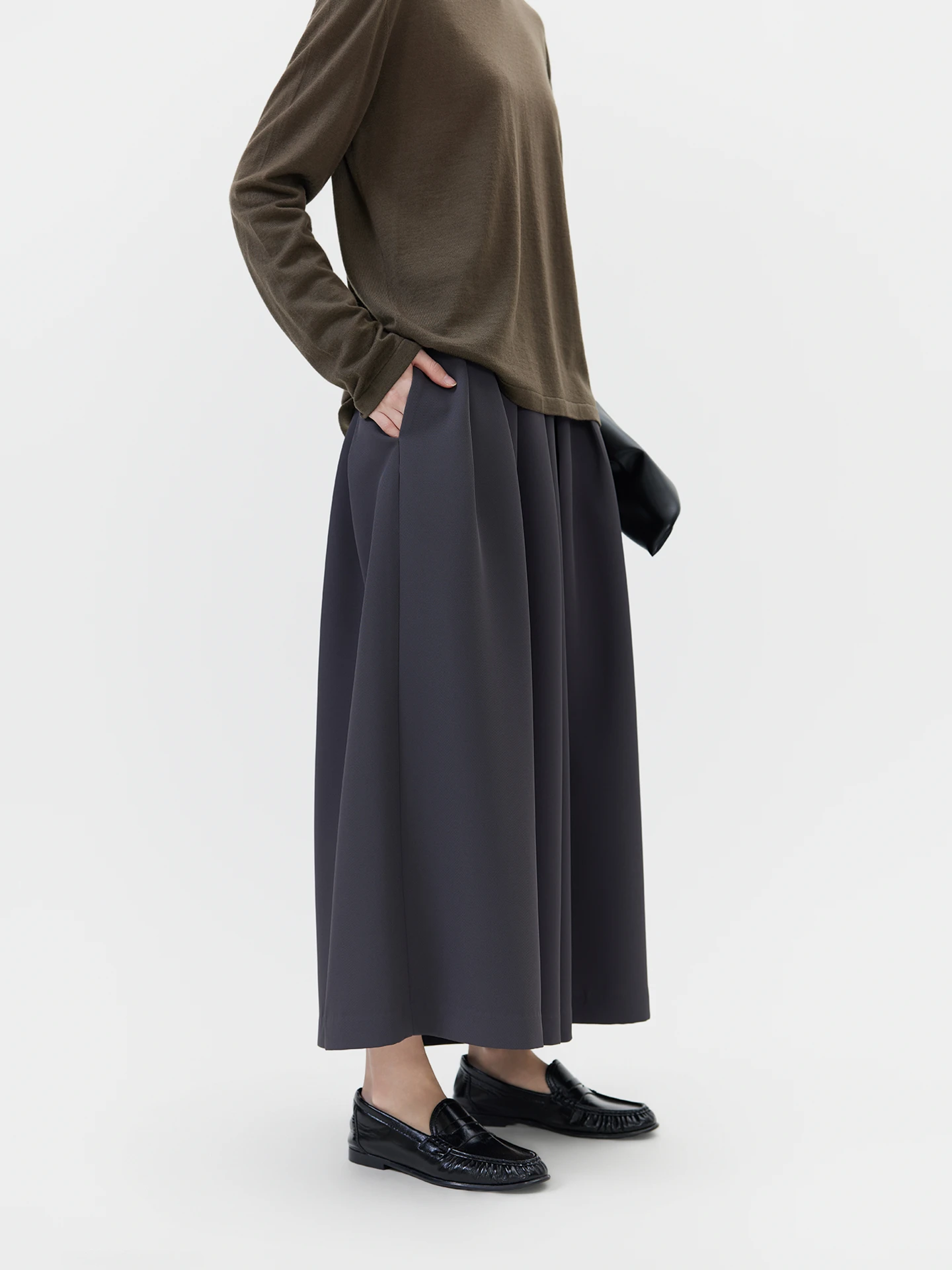

Walking in Sle High Waist Wide Leg Pants Skirt Pants Cleanfit Polyester Fiber Non Deformable Spring Collection for Ladies