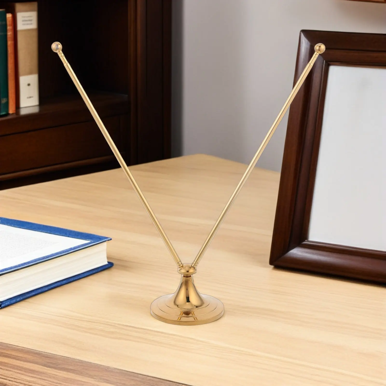 Telescoping Flag Stand Desk Holder V-Shaped Stable Desktop Flagpole for Office Meeting Room National Flag Display Stand Holder