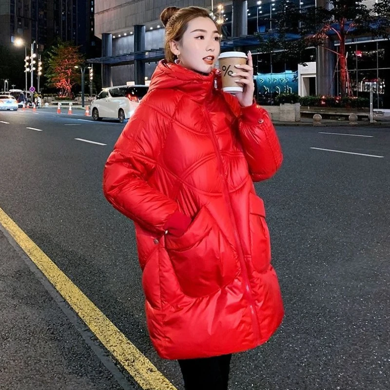 إصدار جديد لعام 2025 معطف نسائي من القطن متوسط الطول سترة شتوية بتصميم أنيق ملابس رائجة البيع #2