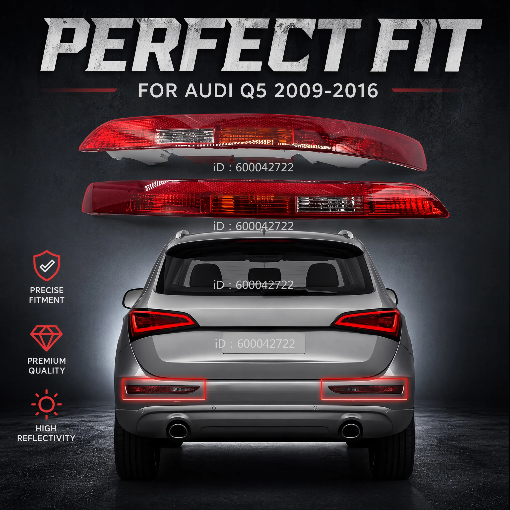 

For Audi Q5 2009-2016 Left Right Rear Bumper Lower Tail Light Brake Stop Lamp Bumper Reflector Lamp No Bulbs Eu version Assembly