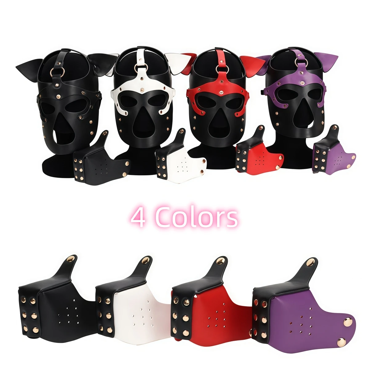 Nouveau PU chien visage complet Sexy chiot jouer masques Cosplay Costumes de fête des hommes femmes capuche Punk masque RolePlay cuir fétiche couvre-chef
