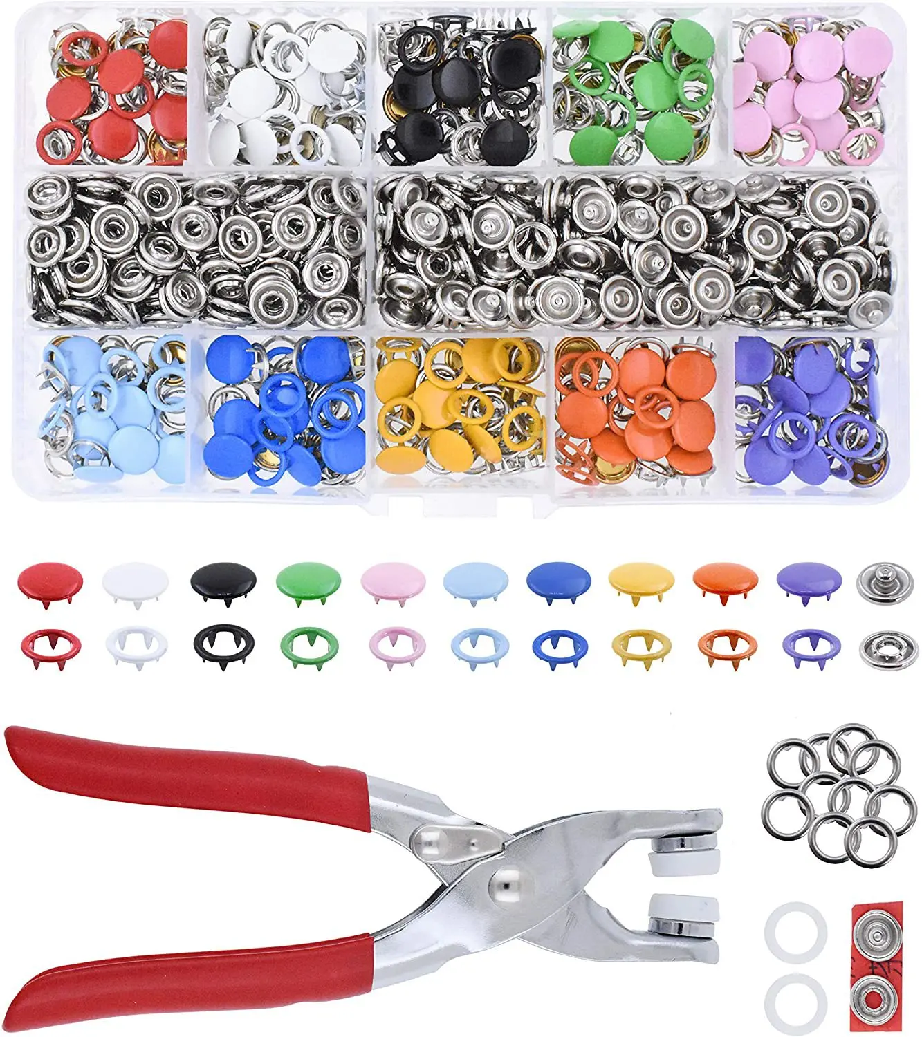 9.5mm Metal Color Solid Hollow Five Claw Buckle + Installation Tools Boxed Baby Children's Clothing Buckle Shirt Buttons