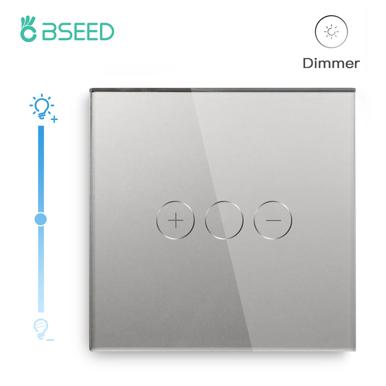 Bseed EU Standaard Touch Sensor Dimmer 1Gang 1Way Crystal Class Panel Led Dimbare Wit Zwart Dimmer met Adapter