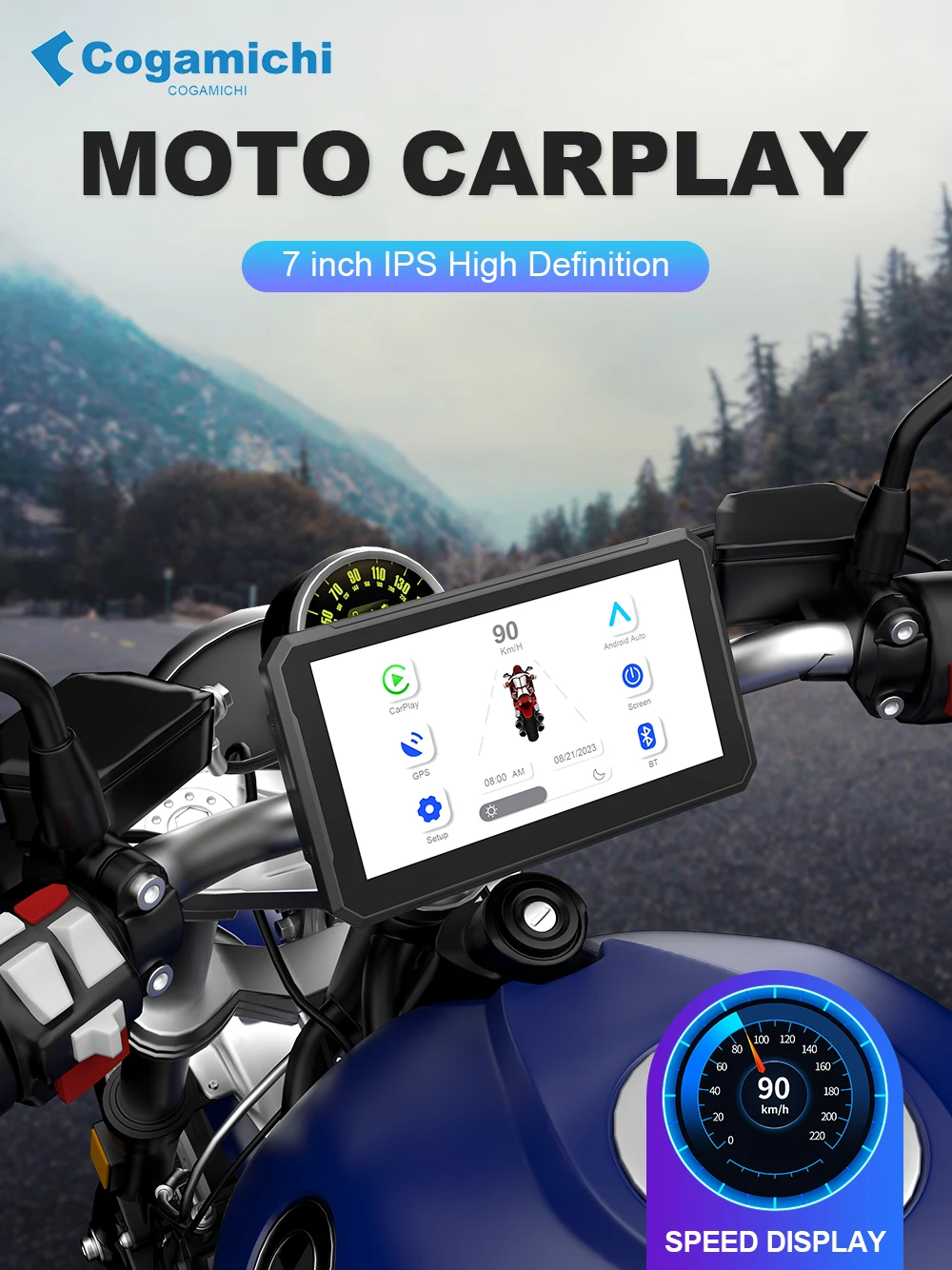 Motorcycle Navigation 7 Inch Android Auto for Motorcycle GPS Apple Carplay Para Moto Screen Waterproof Motorcycle Display IPX7