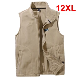 Fleece Vests Men Winter Warm Vest Plus Size 10XL 12XL Fleece Sleeveless Jacket Fashion Casual Solid Color Vest Big Size 12XL