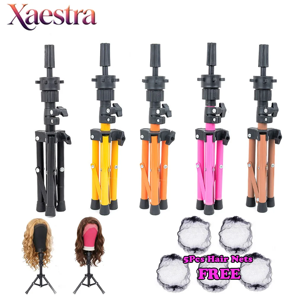 Foldable 360°Rotatable Mannequin Head Tripod 57Cm Tall Wig Stand Holder For Hairdressing & Braiding Training Free 5Pcs Hair Nets