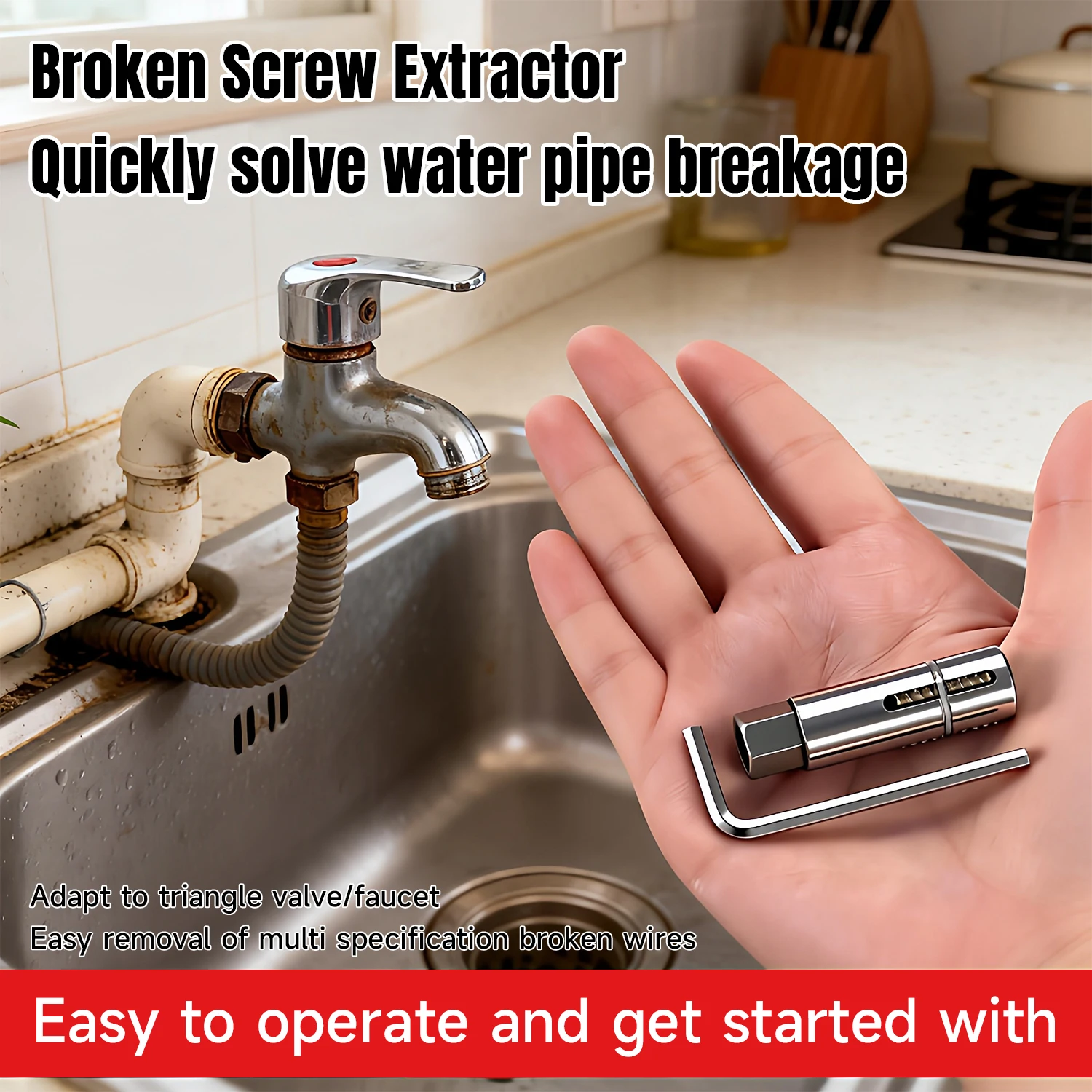 Faucet Angle Valves Broken Wire Extractor Set Damage Screw Extractor Remover For Plumbing Maintenance Pipe Thread Extractors