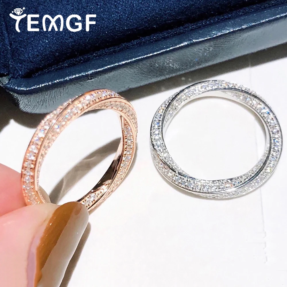 

Кольцо TEMGF с полным цирконом, стерлинговое серебро 925 пробы, кольцо с покрытием K, золото для очарования, женское вечернее сверкающее ювелирное изделие, модный предмет