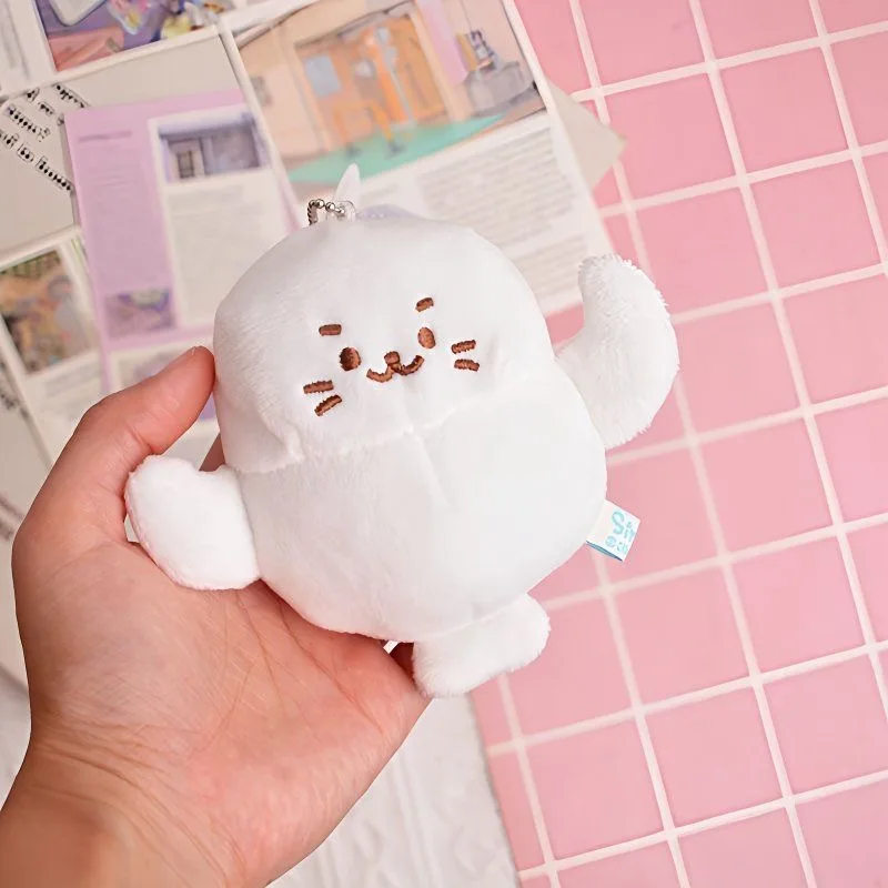 일본 스타일 바다 수달 만화 퍼니 물개 봉제 열쇠고리 귀여운 바다사자 부드러운 봉제 인형 열쇠고리 재미있는 가방 펜던트 어린이 선물