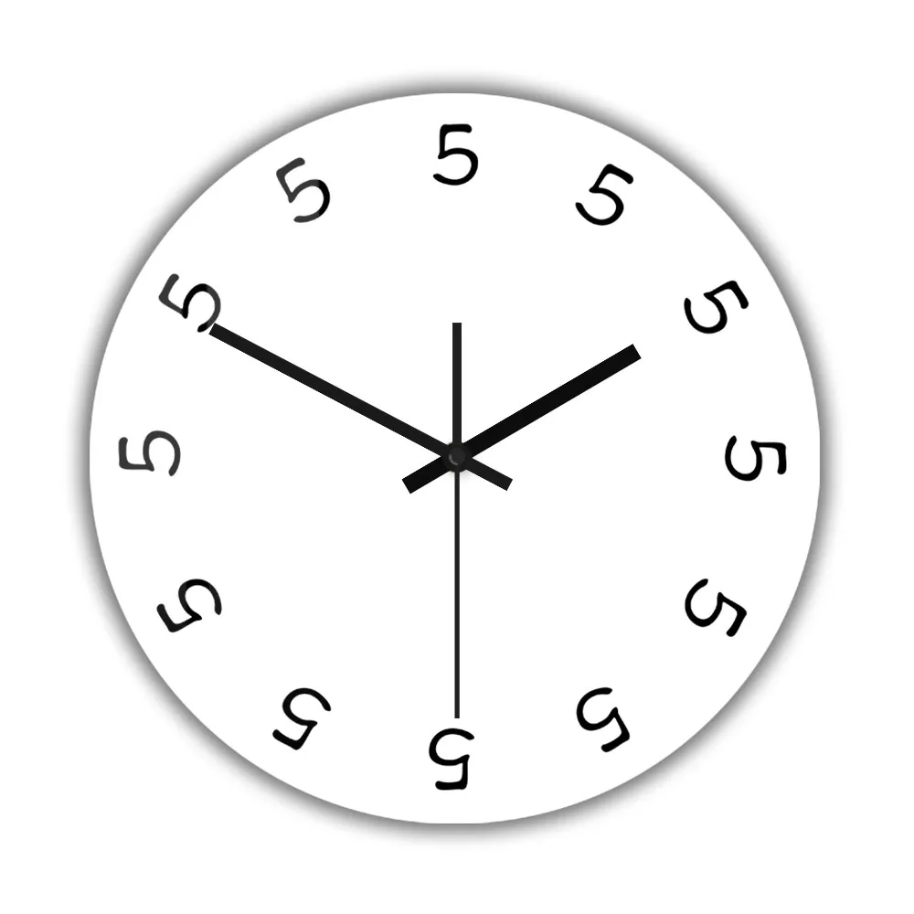Funny 5 O'Clock Drinking Themed Wall Clock All Number 5 Minimalist Wall Clock for Home Bar Pub Man Cave Beer Lover Humorous Gift