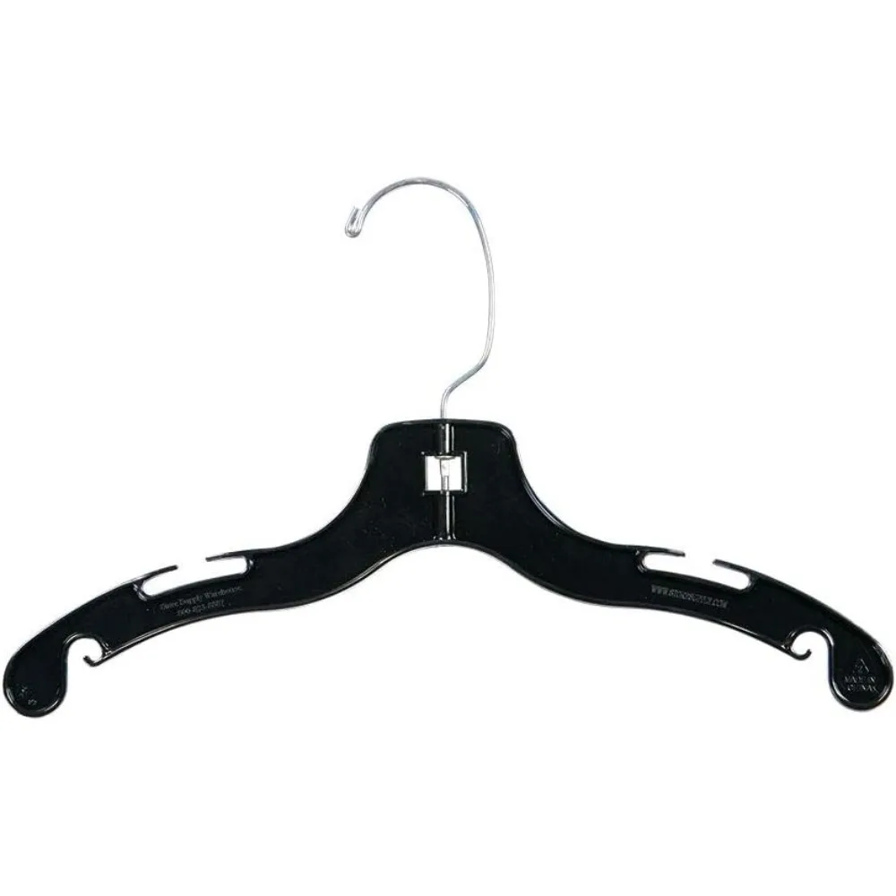 

12-дюймовые черные пластиковые вешалки для детских платьев — футляр из 100 шт.