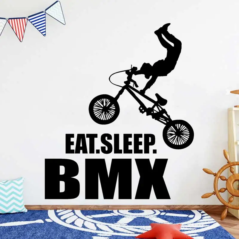 Fancy BMX Bike Vinyl Wall Decal Extreme Sports Bike Mountain Motorcycle Racing Lovers Home Boys Girls Room Deco Stickers Gifts 9