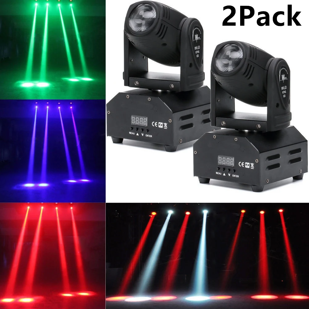 2 pezzi vendono mini LED 10W Spot Beam Moving Head Light Lyre DMX512 Stage Light stroboscopio per Home Entertainment Professional Stage