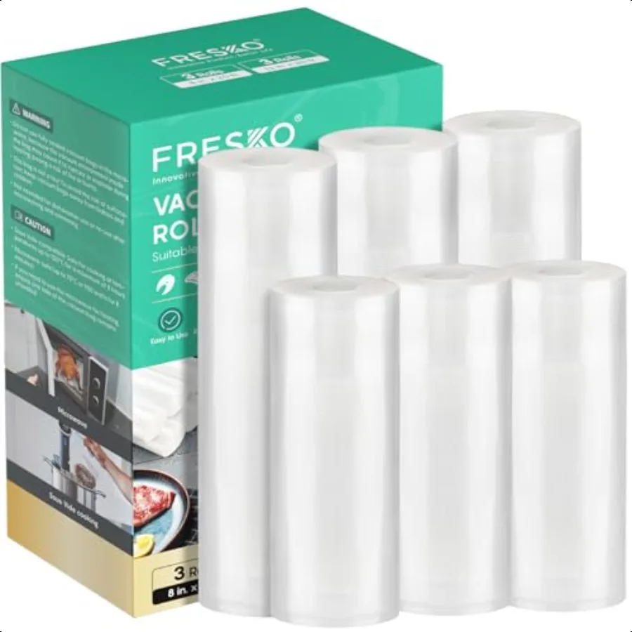 

Vacuum Sealer Bags Food Rolls 6 Packs 8 x 20' 11 x 20' Commercial Grade Seal a Meal Bags for Storage Food and Sous Vide BPA Fre